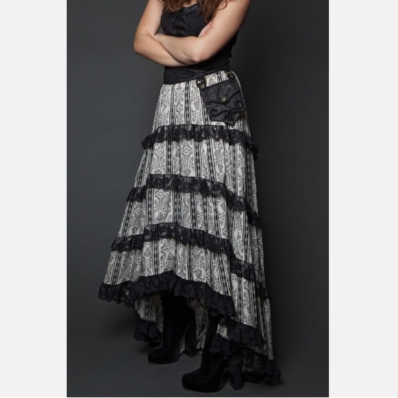 Lip Service Emporium Gothic Steampunk Lace High-Low Maxi Skirt Tiered XXL - Picture 3 of 11